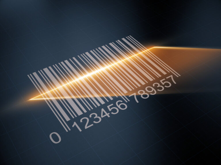 Scan barcode with the laser strip. 3d illustration