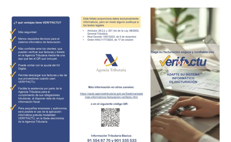 Folleto de Hacienda informando de Verifactu