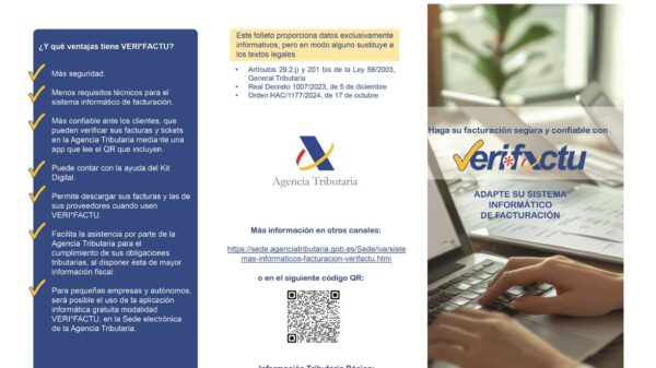 Folleto de Hacienda informando de Verifactu