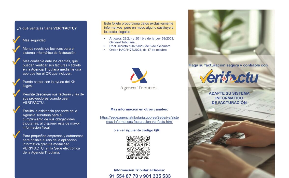 Folleto de Hacienda informando de Verifactu
