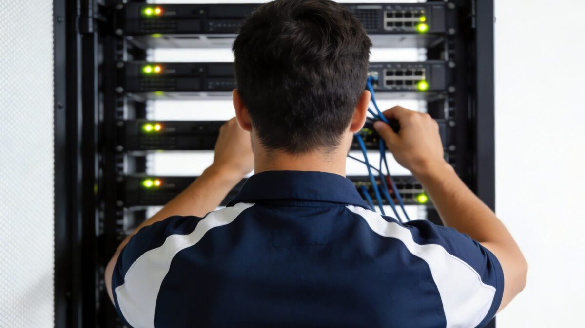 Un operario de mantenimiento TIC, en un centro de datos