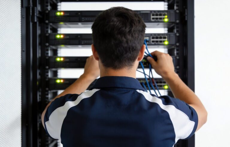 Un operario de mantenimiento TIC, en un centro de datos